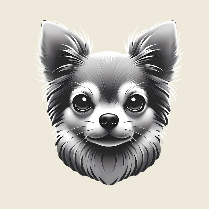 Chihuahua Grayscale Art TShirt Design