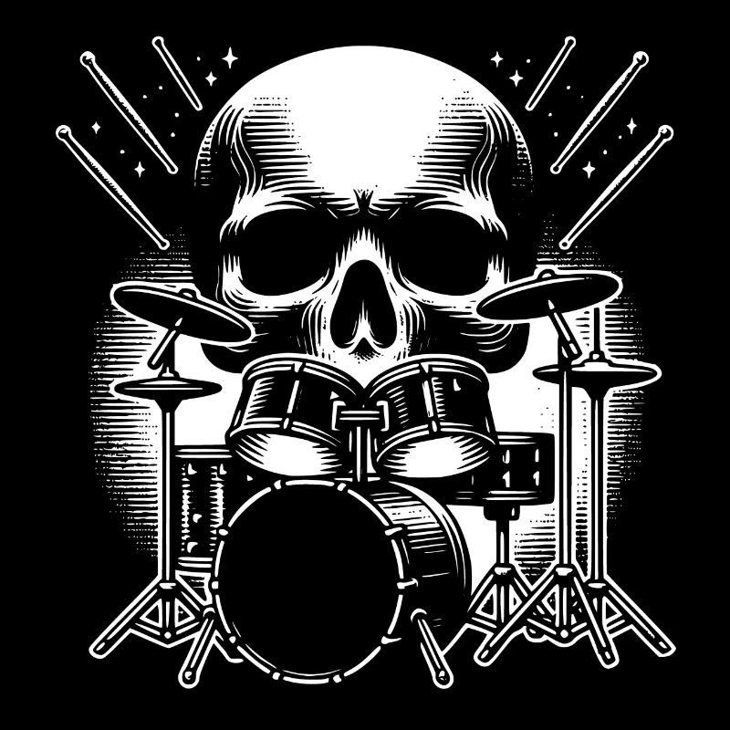 Drums and skull drummer rock band.
