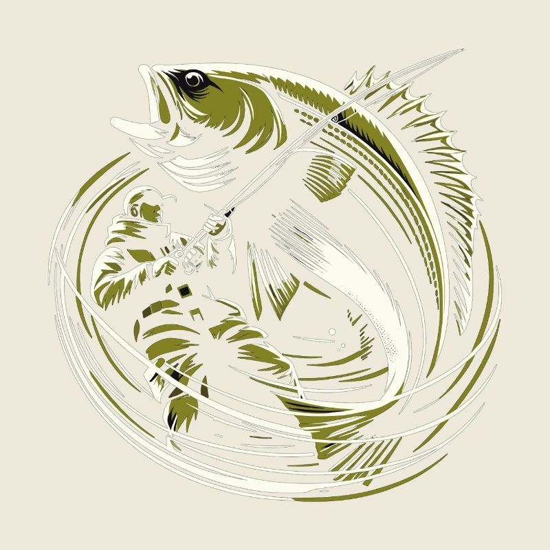 Fishing Angler Cod Giant Fish Olive Green Gift