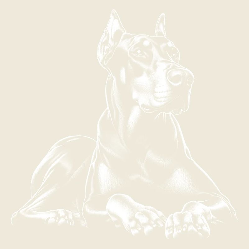 Doberman cool en pose allongée en noir et blanc