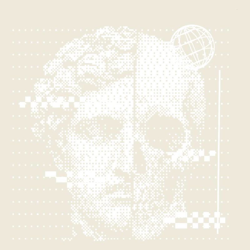 Digital Skull Portrait with Globe Accent