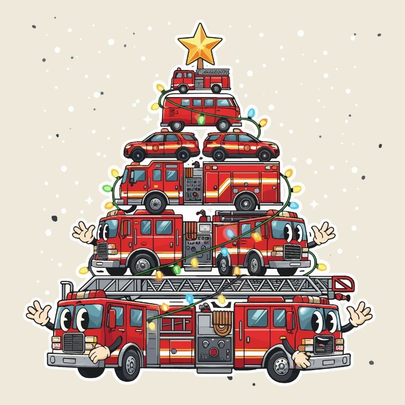 Arbre de pompier drôle Joyeux Noël Gesc