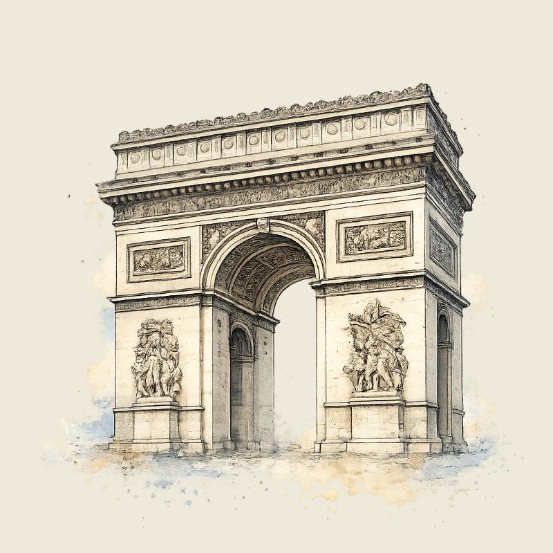 Arc de Triomphe in Aquarell