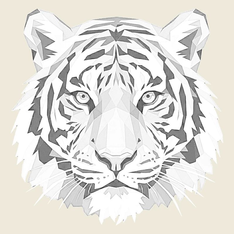Geometrischer Tiger Kopf Grau