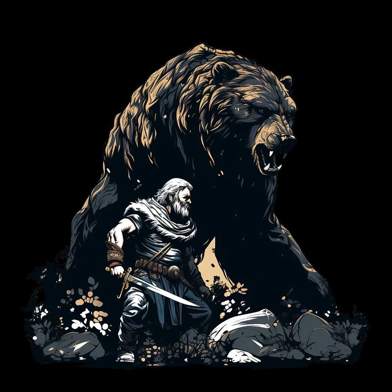 Vikings with a huge bear