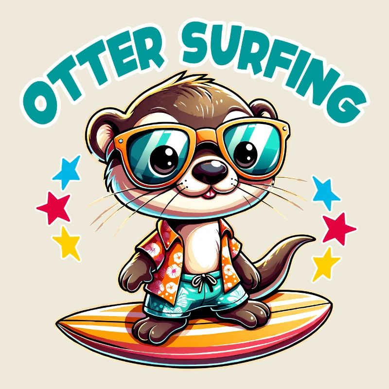 Drôle de loutre surfeuse avec des lunettes de soleil