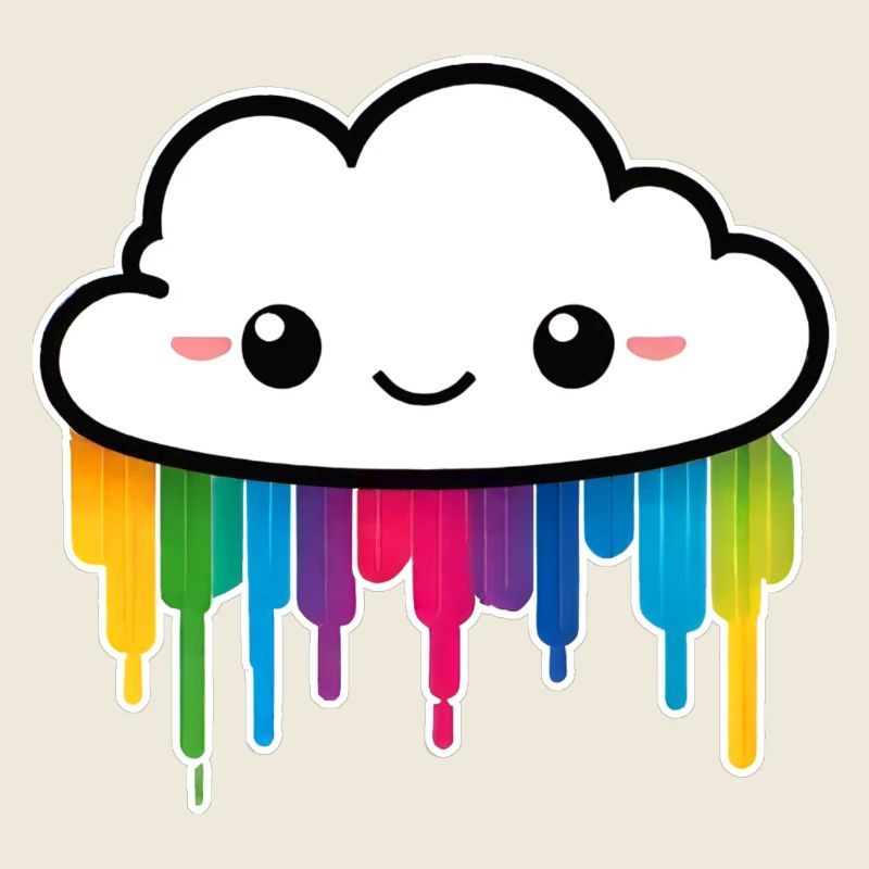Nuage mignon faisant pleuvoir des couleurs de l’arc-en-ciel