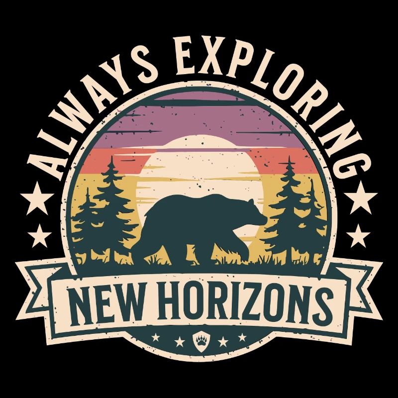 Retro Bear Exploring New Horizons Adventure Design
