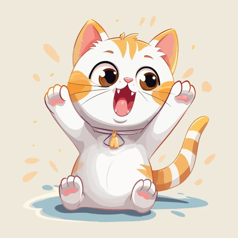 Cat laughs happy happy kitten cartoon