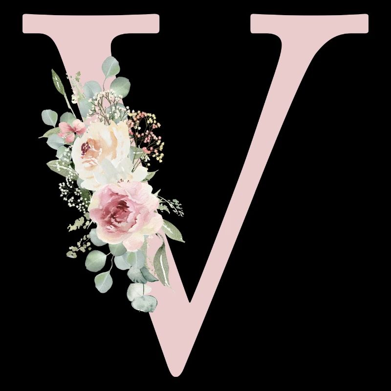 T| Monogramm | Eukalyptus-Pastell-Blumen-Blau