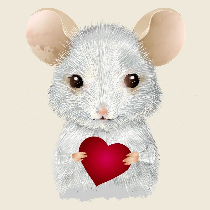 Souris blanche mignonne avec coeur pour la Saint-Valentin