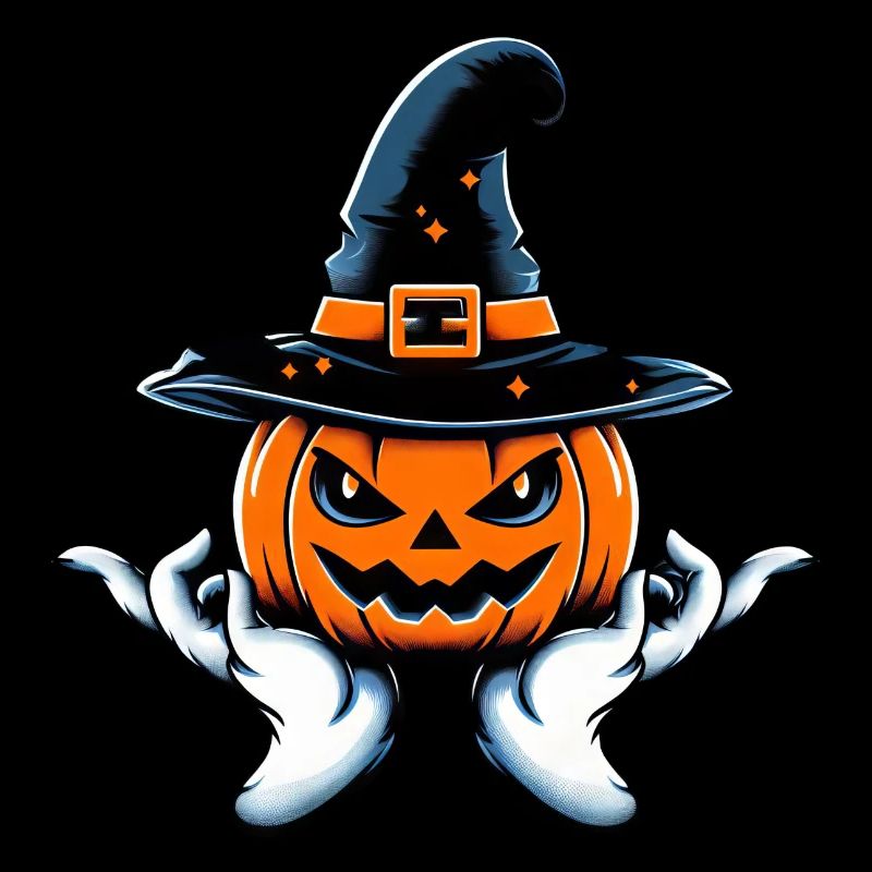 Halloween Pumpkin Witch Hat Creepy