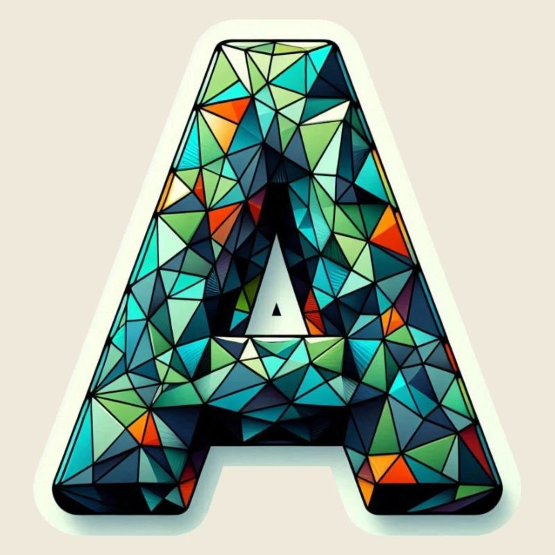 Letter A Polygon Colorful