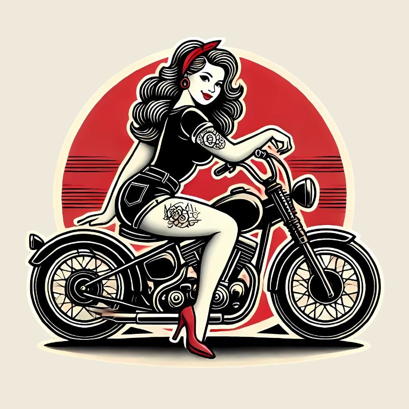 PinUp Girl sur la conception de la moto