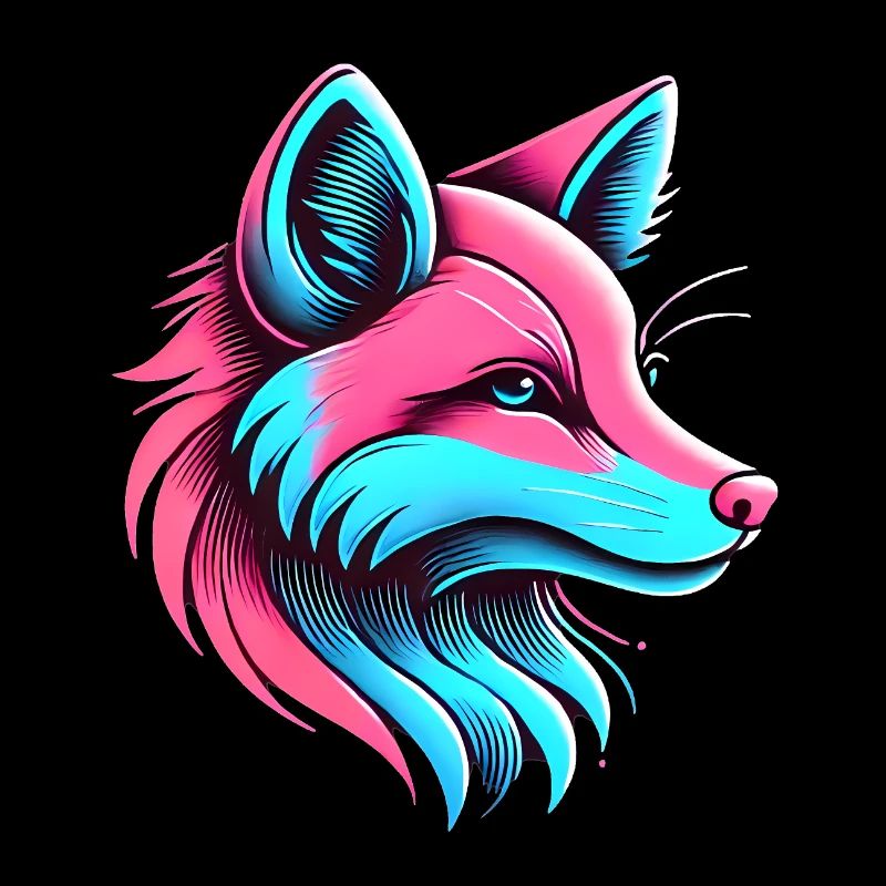Neon Fox Glow Artistic Design