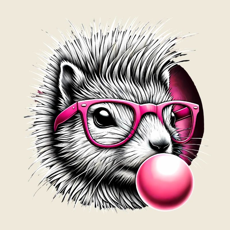 Quirky Squirrel with Pink Glasses