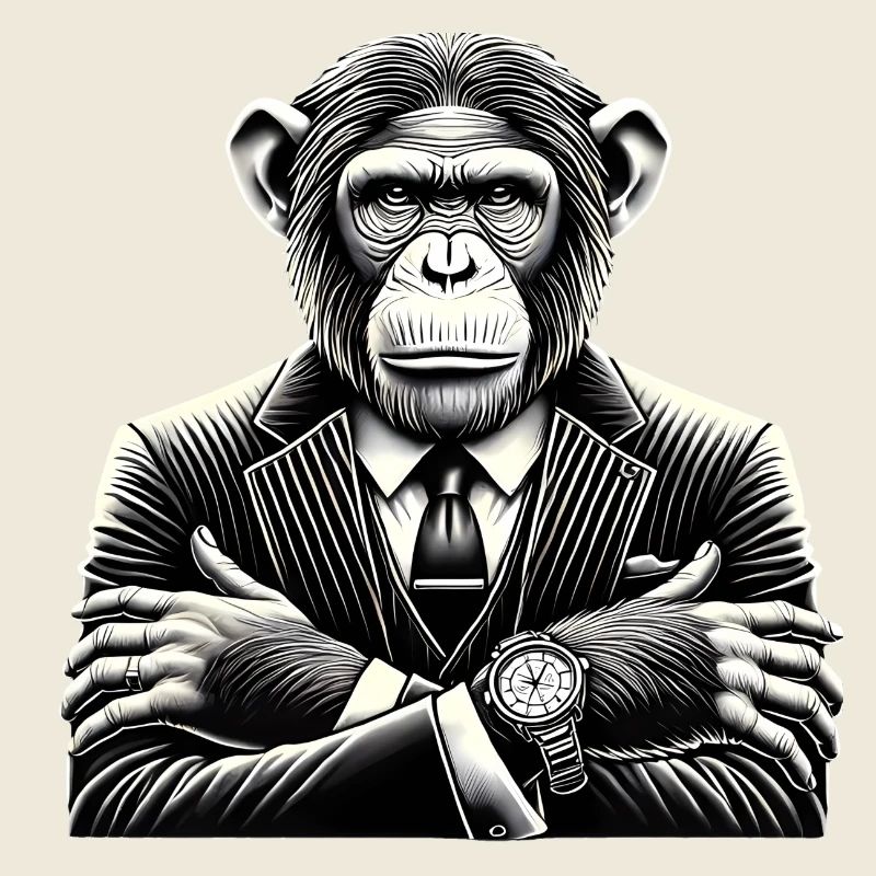 Chimpanzee in Suit Bold Monochrome Art