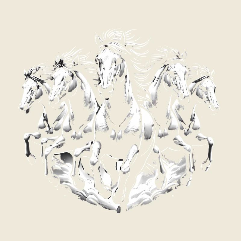 Running Horses Dynamic Black White Design