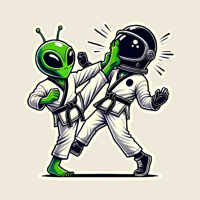 Bataille de karaté Alien vs Astronaute