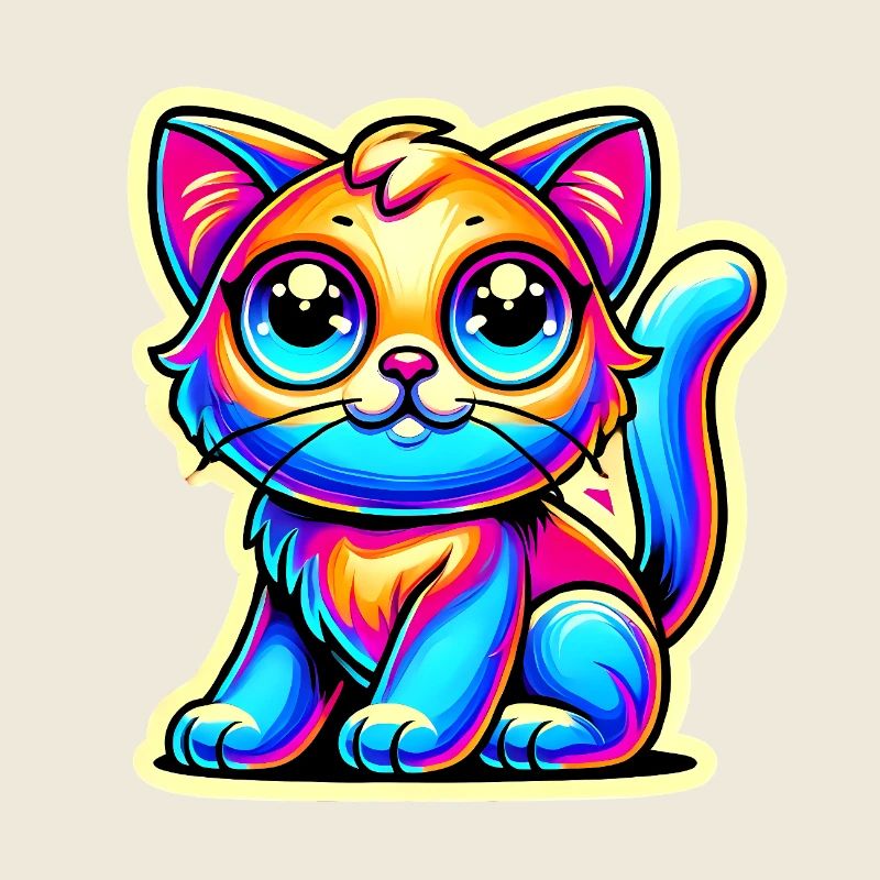 Neon Glow Crazy Cat Design