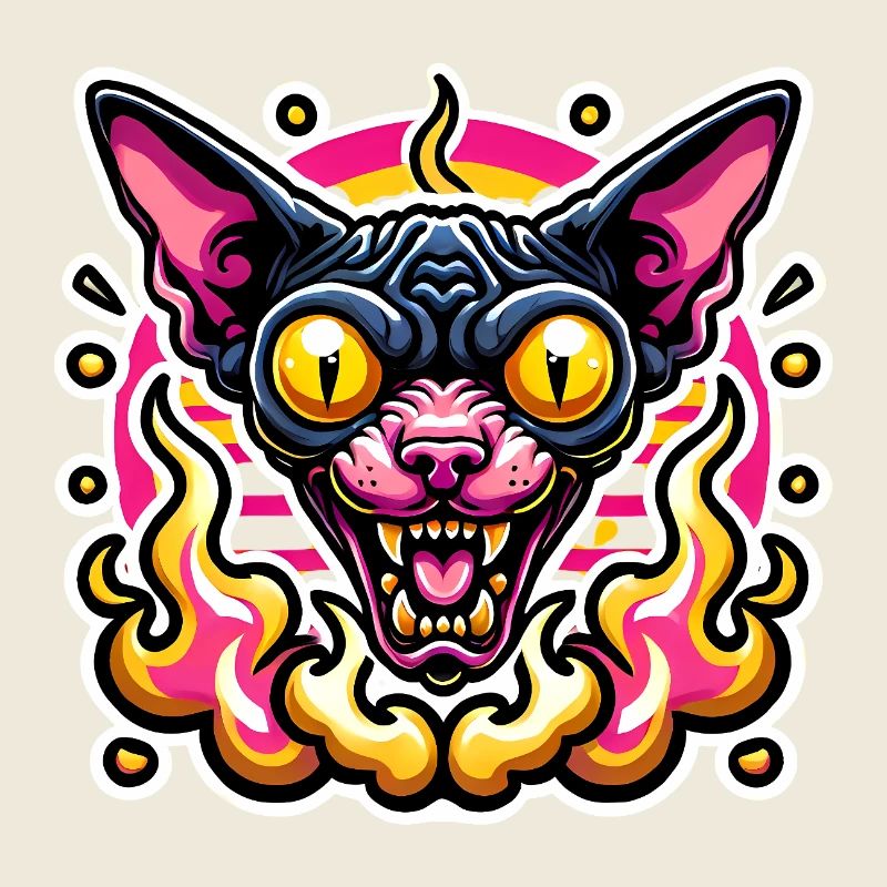 Fierce Sphynx Cat Valentine Flames