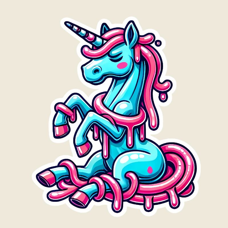 Conception de dessin animé de licorne dégoulinante originale