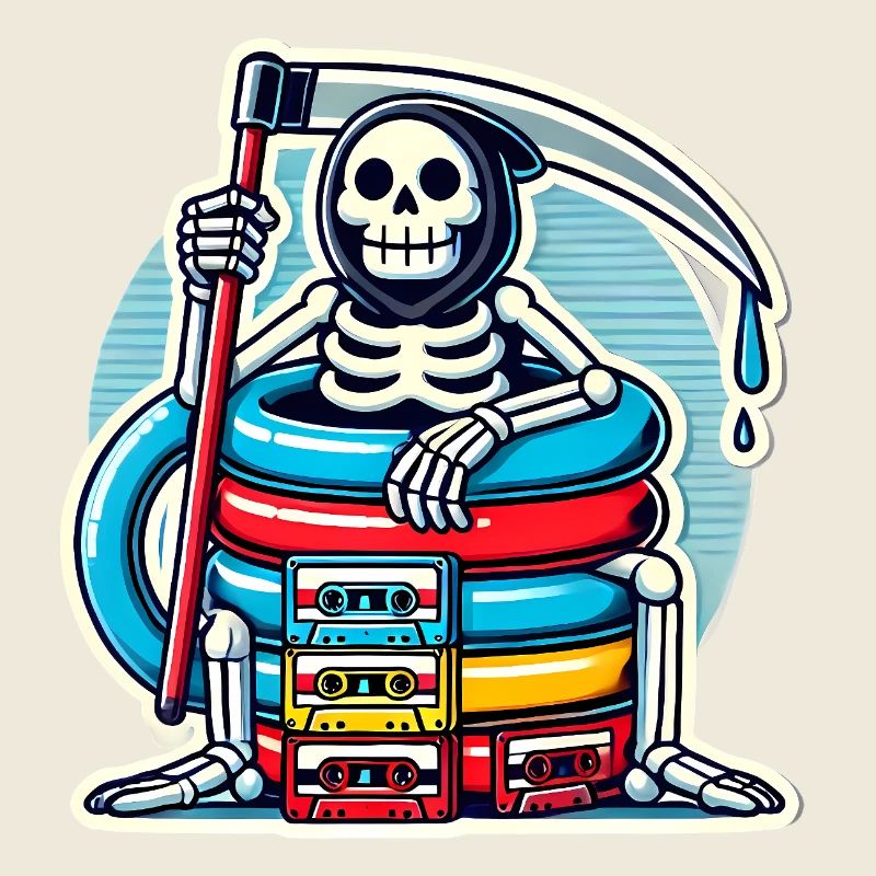 Retro Skeleton with Cassette Tapes