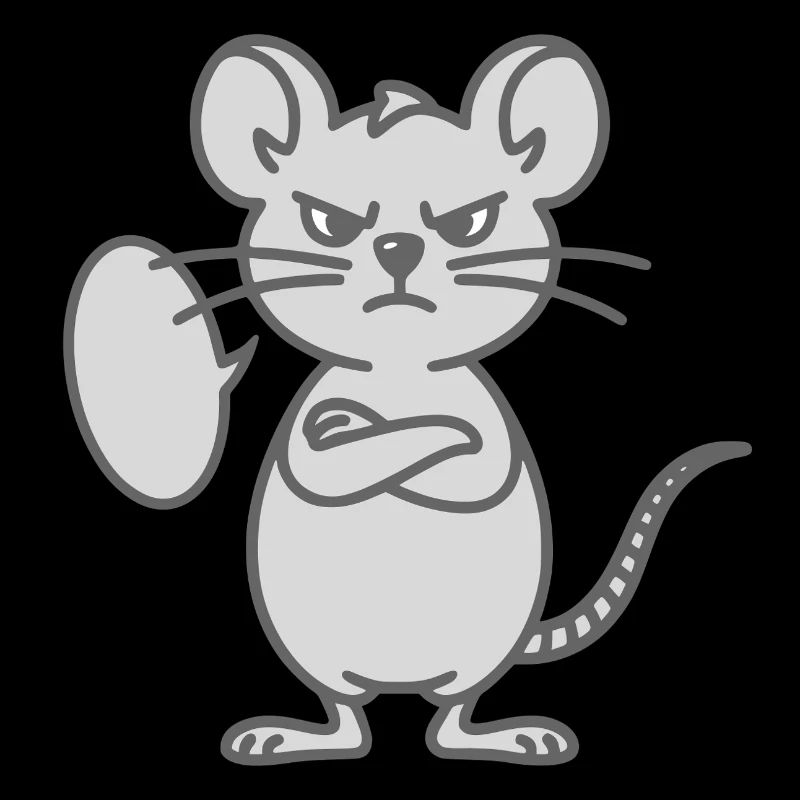 Souris avec les bras croisés et la bulle de dialogue