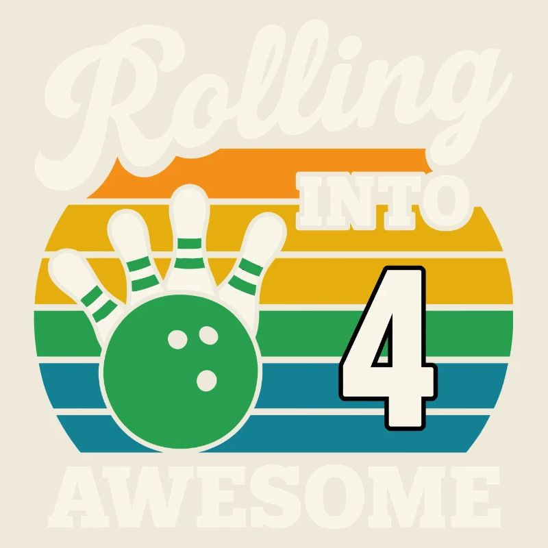 Retro Bowling 4. Geburtstag Design