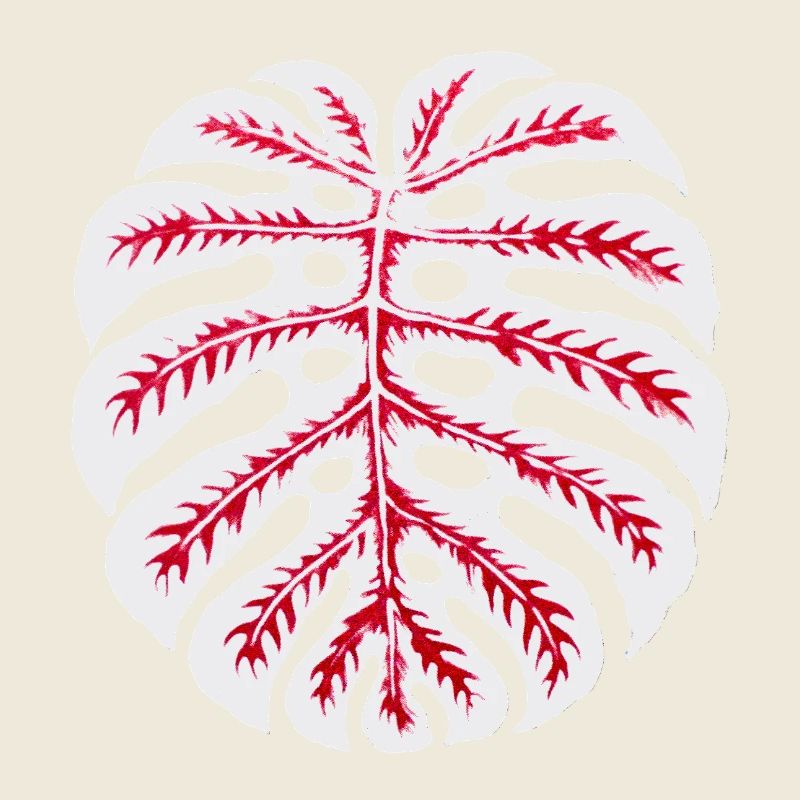 Rouge feuille de monstera – motif de plante tropicale
