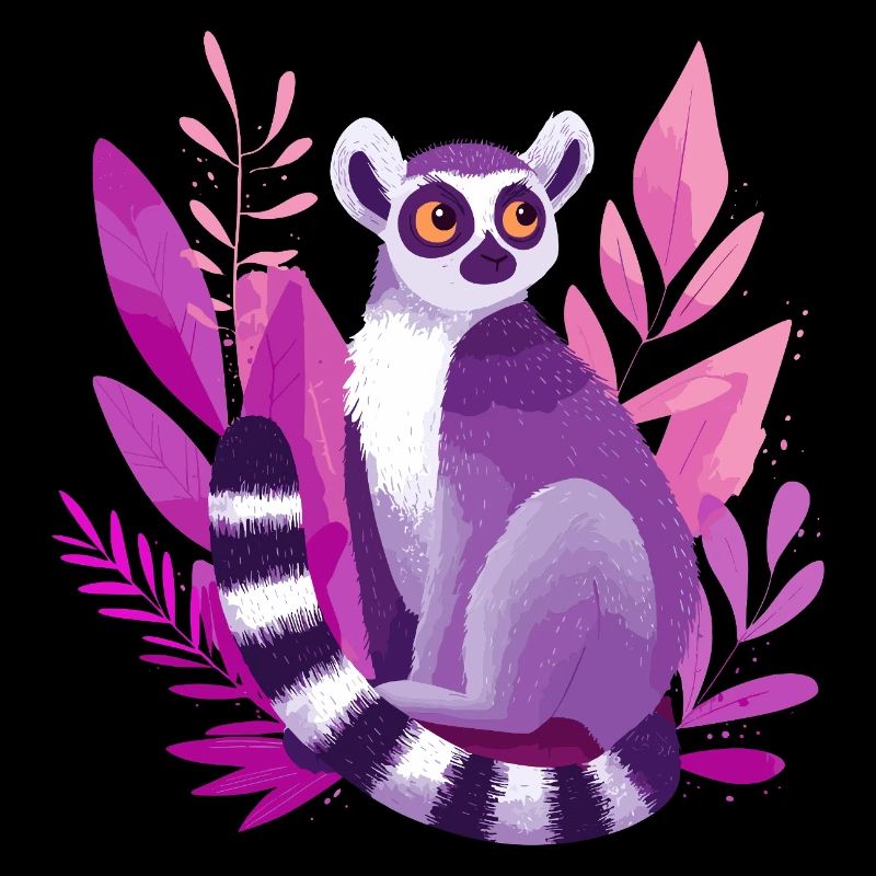 Lémurien violet dans la Jungle Rose