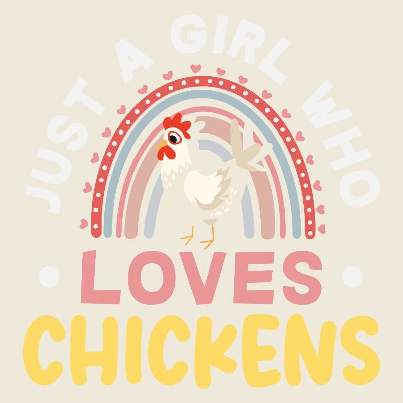 Mädchen das Hühner liebt Regenbogen