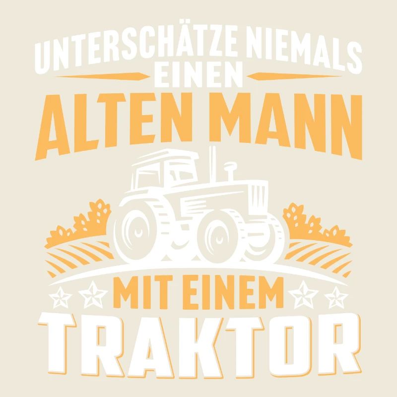 Alten mann mit einem traktor