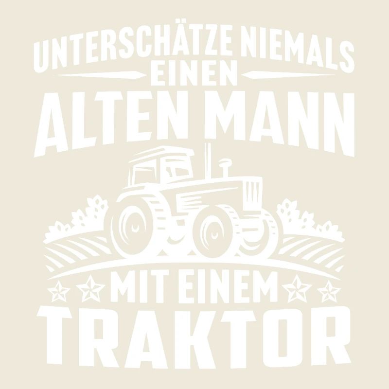 Alten mann mit einem traktor