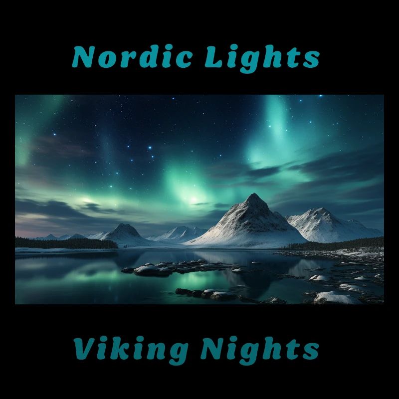 Panorama Nordlichter mit Wikingerspruch