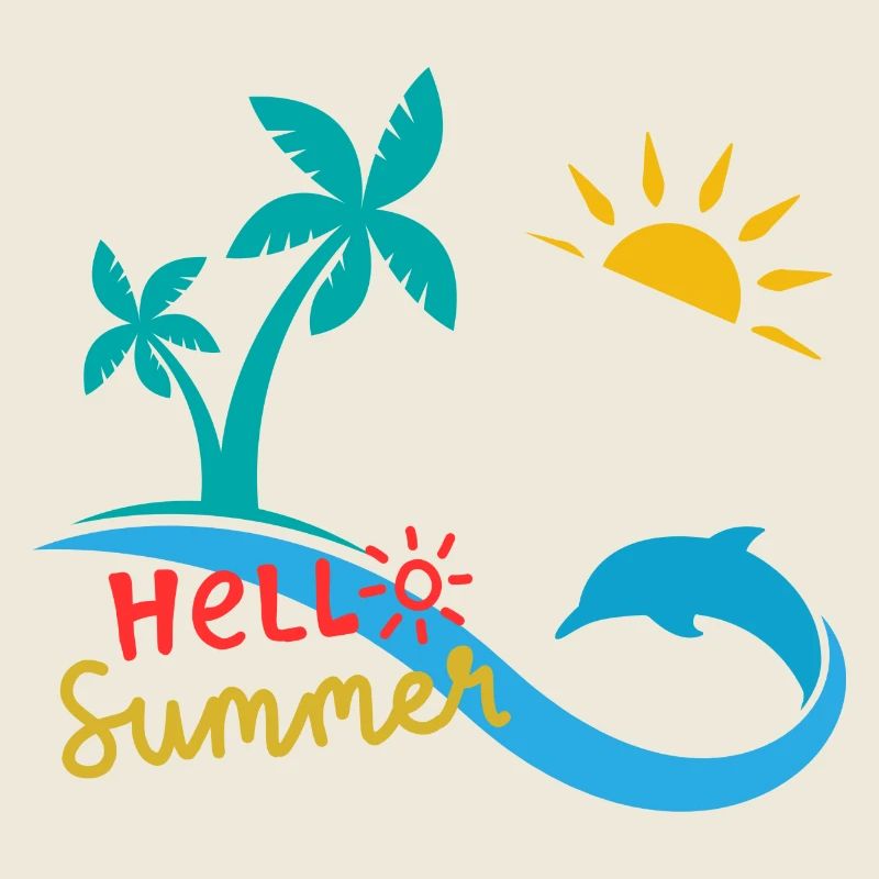 Hello summer, palmiers et dauphin