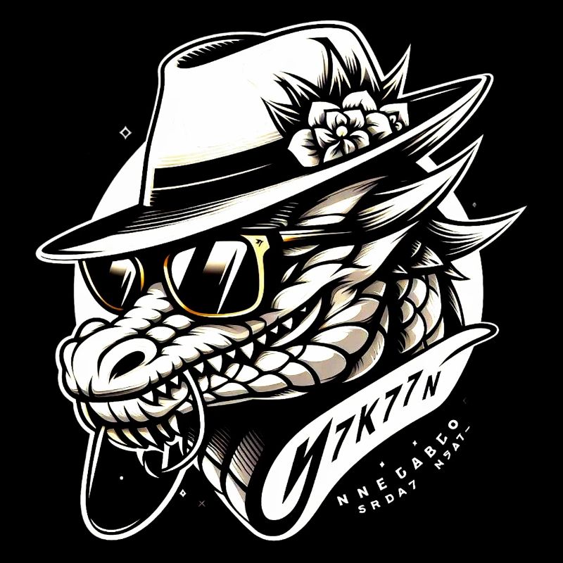 Crocodile vintage avec Fedora et abat-jour