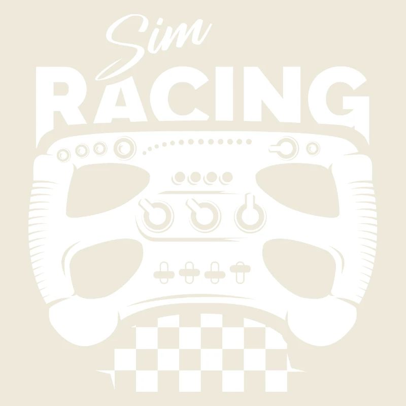 Sim Racing Gamer Formula Steering Wheel Checkered Flag Logo