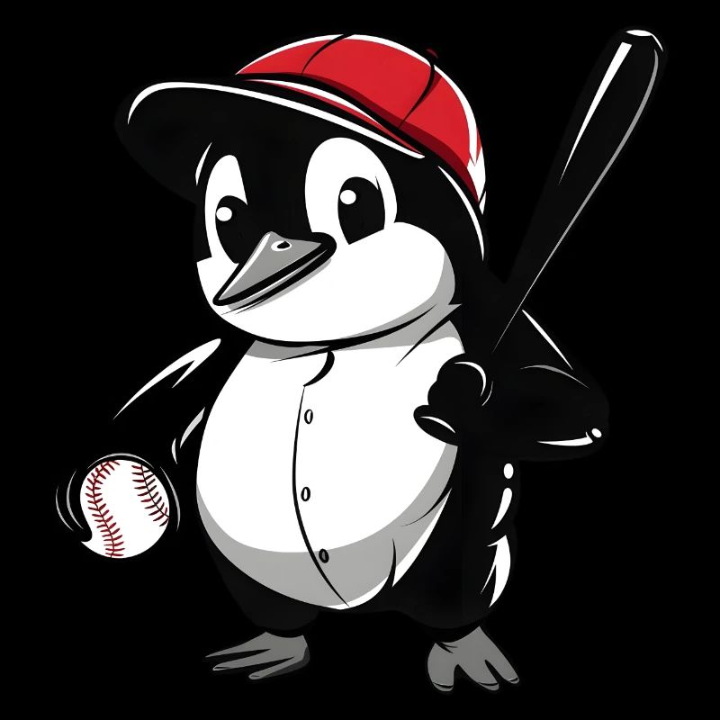 Penguin Baseball Player Cartoon