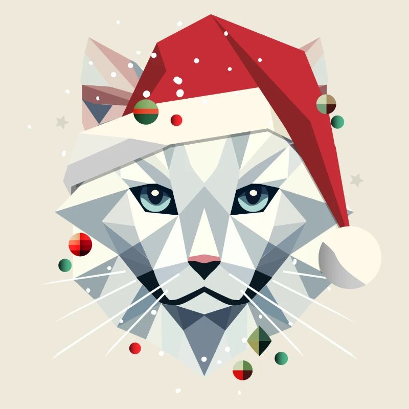 Chat de Noël en tant que Père Noël dans un style moderne