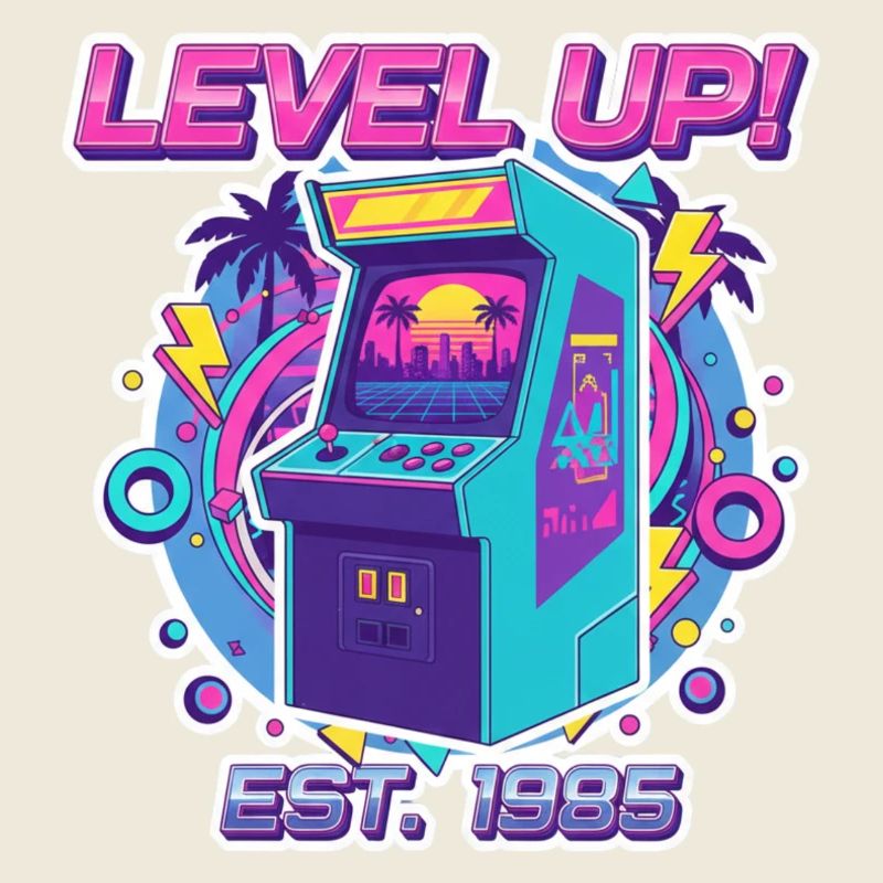 Level Up 1985 – Retro Arcade Automat Design