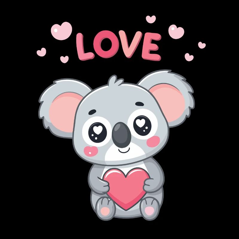 Koala Coeur Doux Amour Pastel