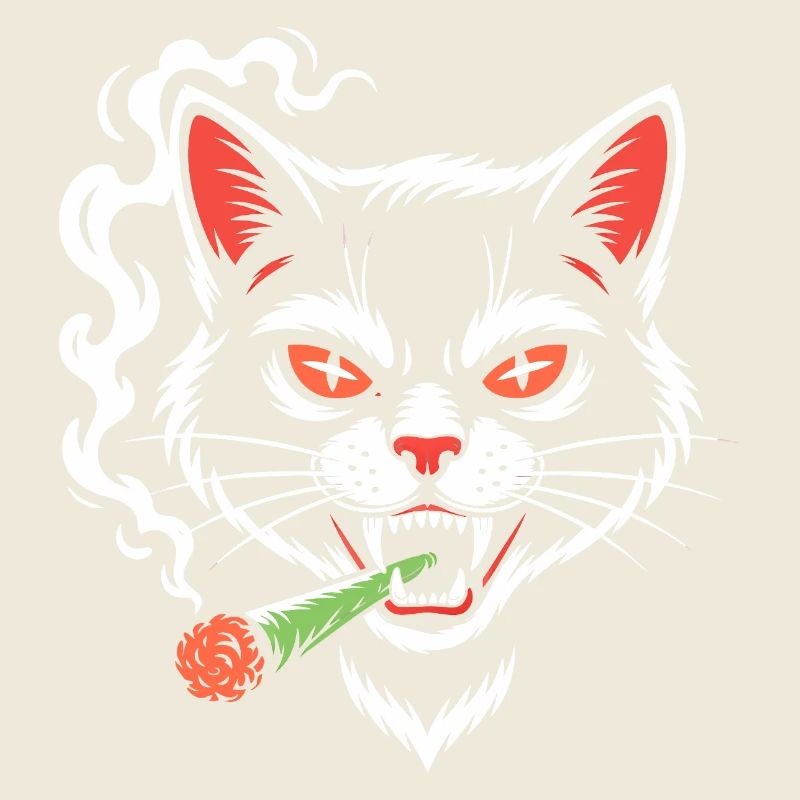 Wütige Katze mit Joint