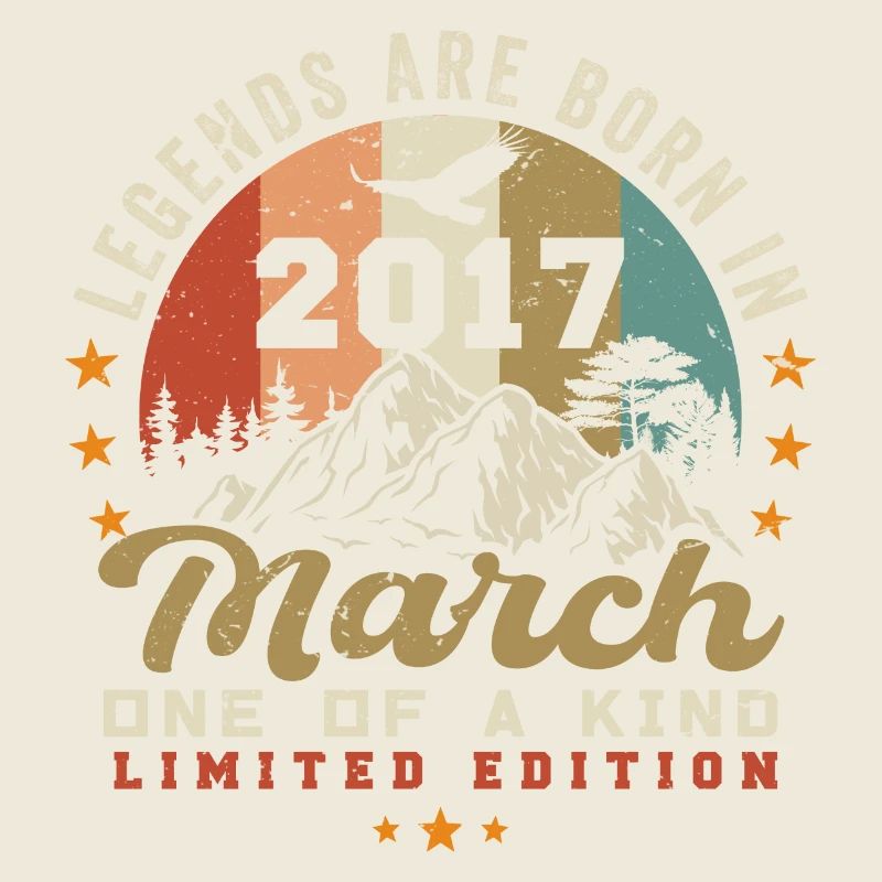 Mars 2017 Vintage Anniversaire Rétro Cadeau