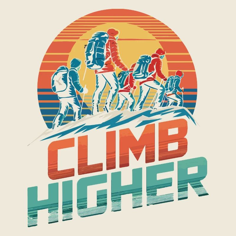 Erklimmen Sie höhere Retro-Wanderer