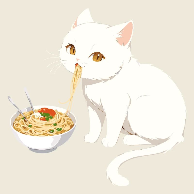 Chat qui mange des ramens #2