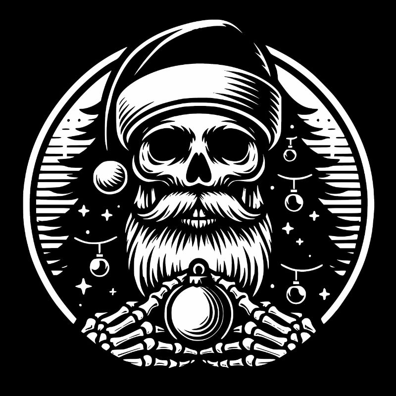 Weihnachtsmann Skull mit Christbaumkugel