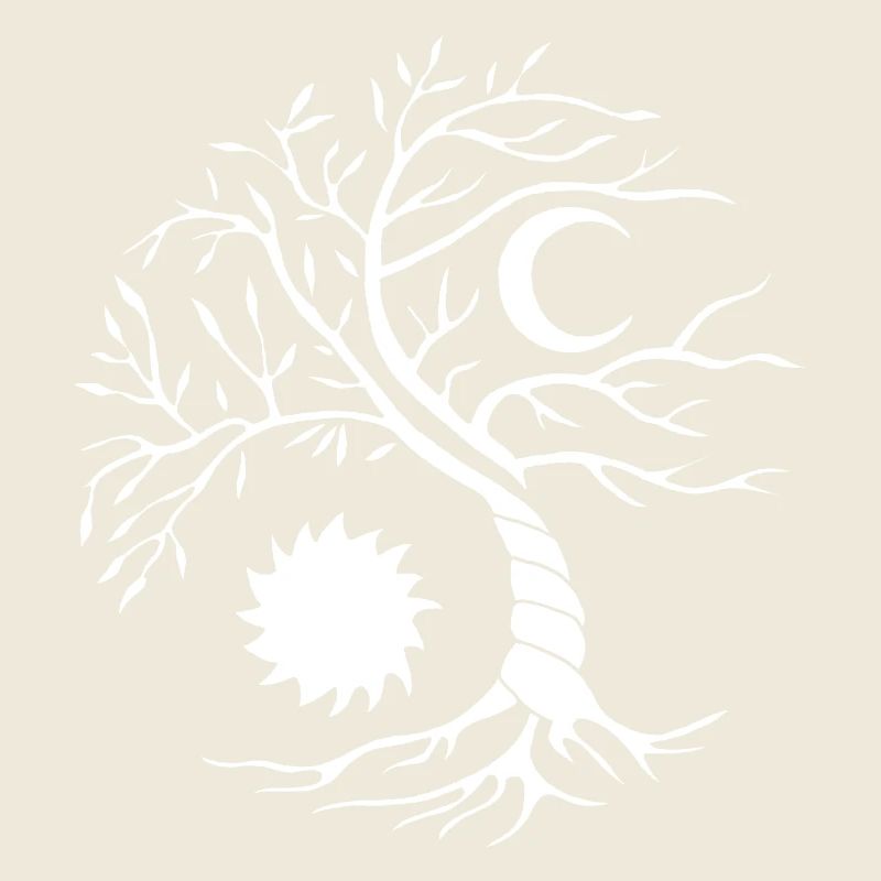 Arbre de vie blanc soleil et lune