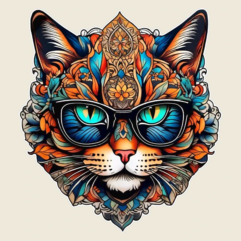 Cool Steampunk Cat with Glasses