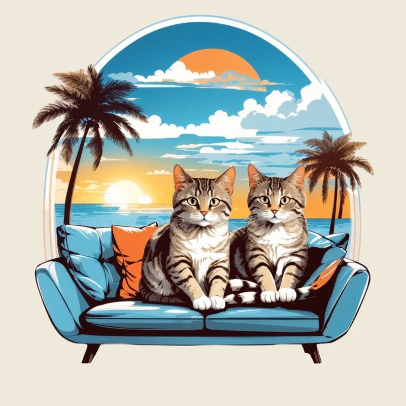 Chats au bord de la mer